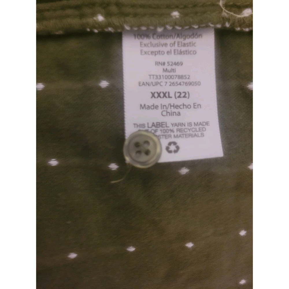 Time and Tru Women's 3/4 Sleeve 100% Cotton Plaid Green Smocked Top SZ XXXLarge - Picture 7 of 8